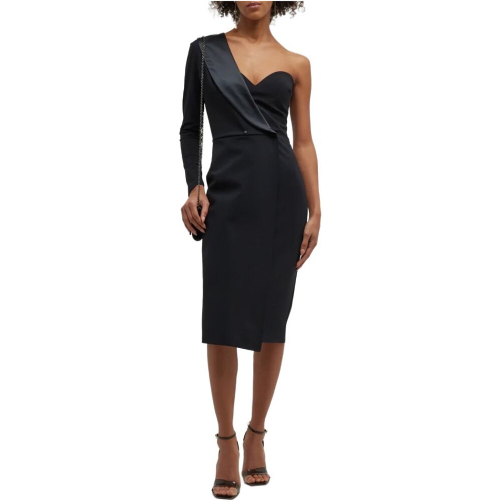 Chiara Boni La Petite Robe Emery One-Shoulder Sweetheart Midi Dress